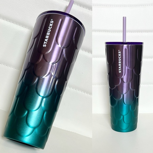 Starbucks 2023 Spring Purple/Teal Mermaid Scales Stainless Tumbler Cup Limited - Picture 1 of 10